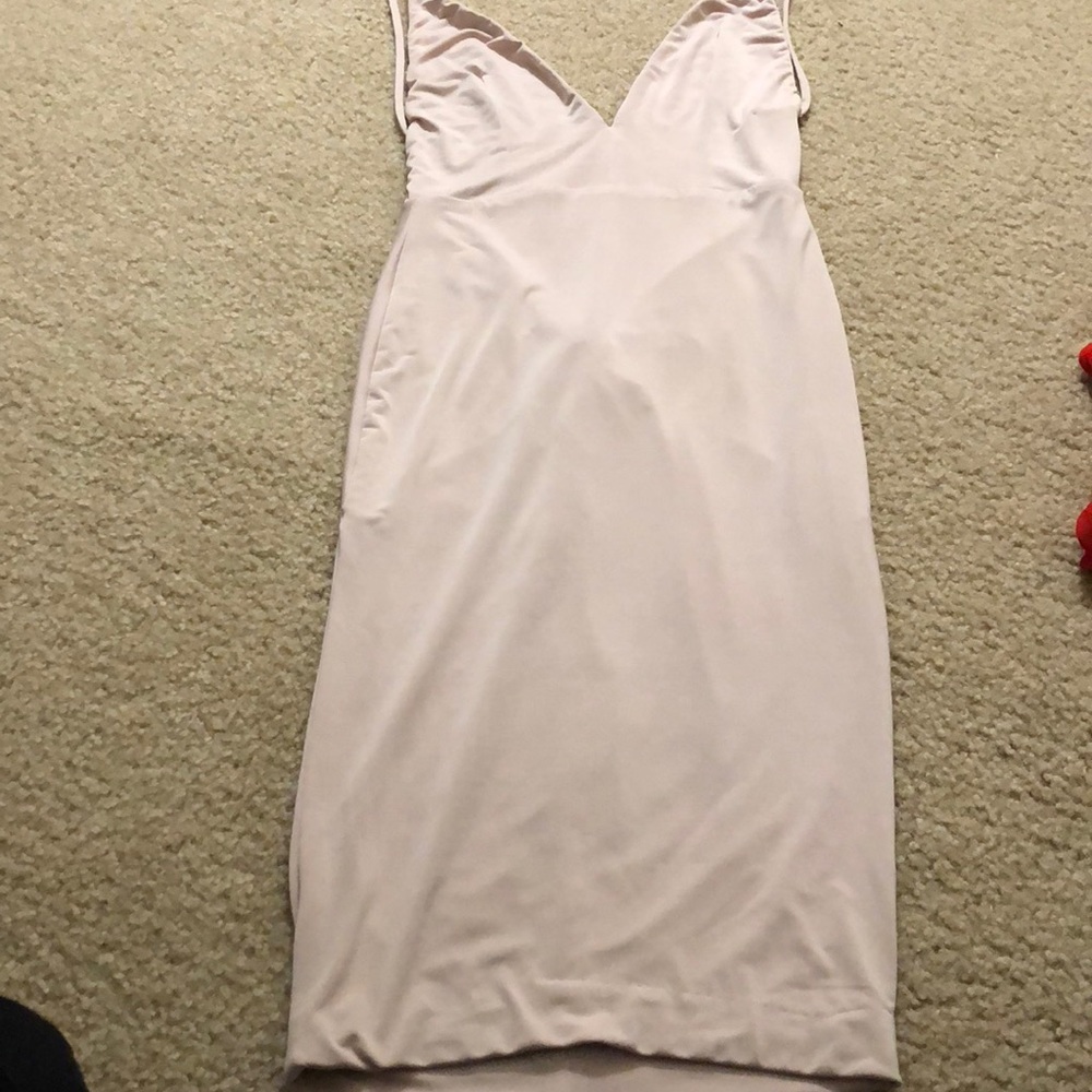 Blush bodycon open back dress up- xs hot